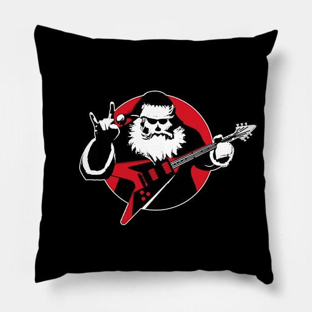 Heavy Metal Santa Claus Pillow by TMBTM