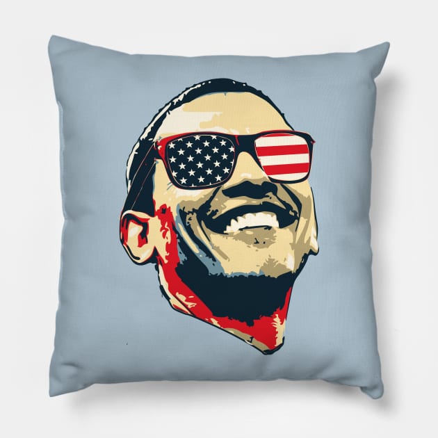 Barack Obama Happy Merica Pop Art Pillow by Nerd_art