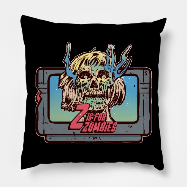 Z is for Zombies - Retro Horror Game Cartridge Pillow by Another Dose