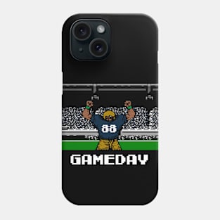 Blue and Gold Football Gameday Retro 8 Bit Linebacker Phone Case