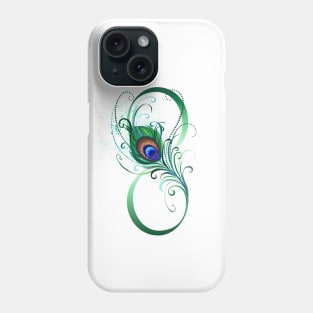 Infinity symbol with peacock feather Phone Case
