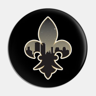 New Orleans Saints Fluer De Lis City Skyline Pin