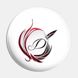 Elegant Feather Quill and Ink Swirl Design No. 444 Pin