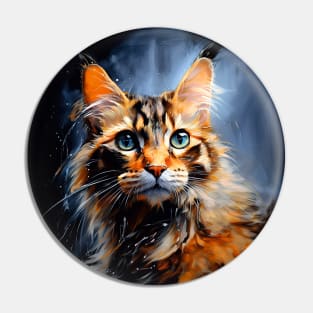 Calico cat art Pin