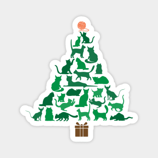 Merry Catmas Cat Christmas Tree Magnet