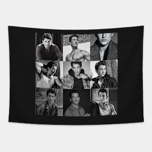 Miles Teller black and white collage Tapestry