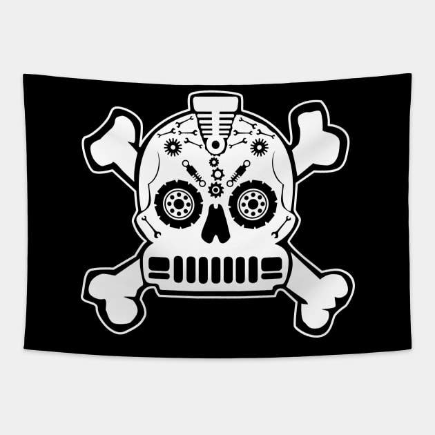 Sugar Skull Jeep Cherokee Badge Tapestry by BlackPawCanvas