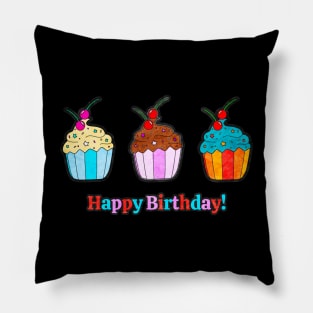 Happy Birthday Cupcakes Pillow