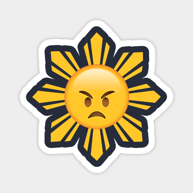 Angry Grumpy Filipino Sun Emoji Face Magnet by SkarloCueva