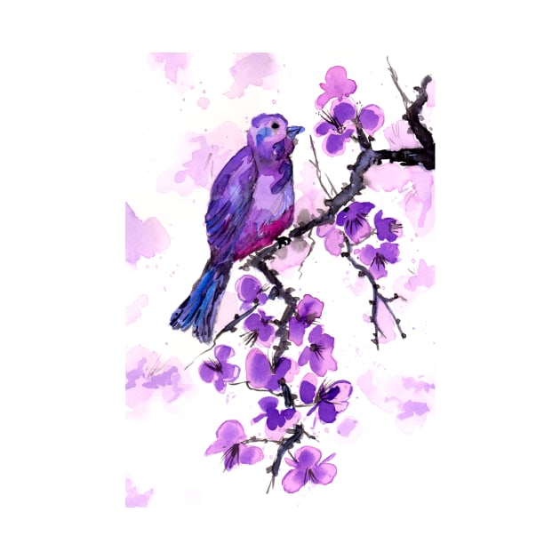 Purple Bird and Blossoms by ZeichenbloQ