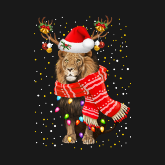 Discover Lion Reindeer Christmas Light Shirt - Lion - T-Shirt