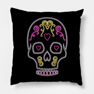 Neon Skull Dio De Los Muertos Pillow