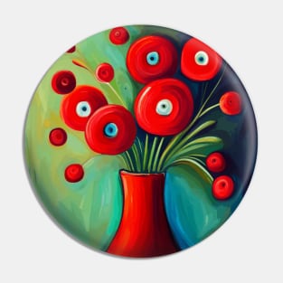 Cute Abstract Flowers Afraid of the Light Still Life Painting Pin