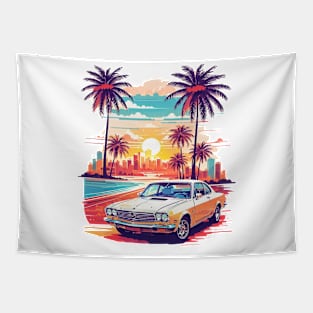 Miami Street Ride: Retro Car Vector Tee Tapestry