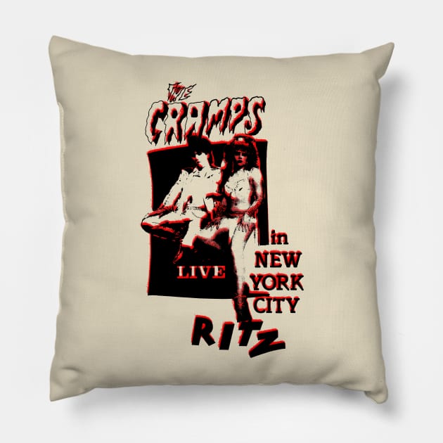 the cramps live in new york offset graphic Pillow by HAPPY TRIP PRESS