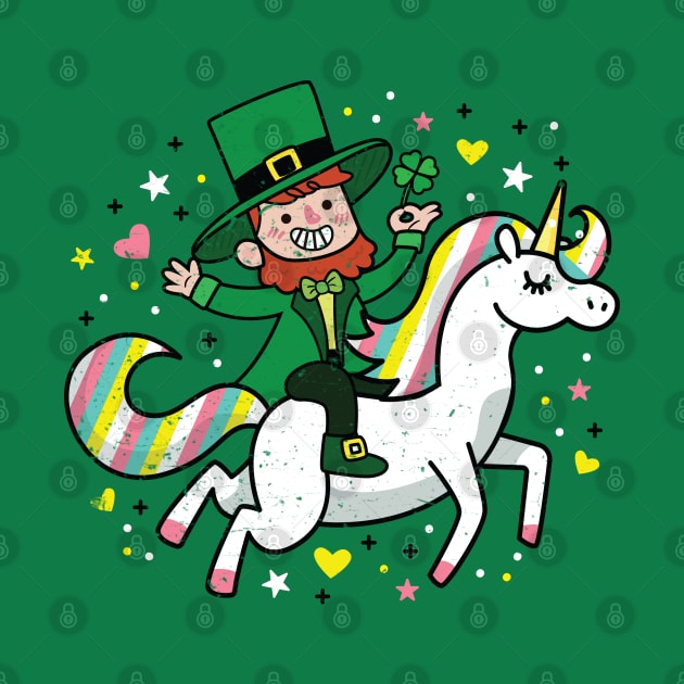 Leprechaun Riding a Unicorn T-Shirt Funny St Patrick's Day by ghsp