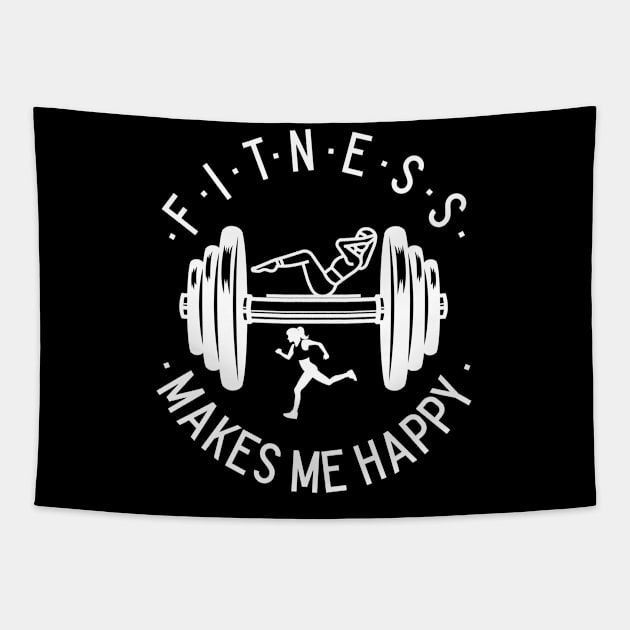 Fitness Makes Me Happy Tapestry by MIRO-07