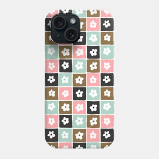 Checkered Flower Pattern - pale pink and mint Phone Case