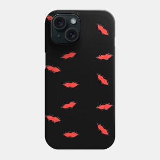 Red lips on black Phone Case