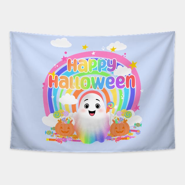 Rainbow halloween Tapestry by Morishasha