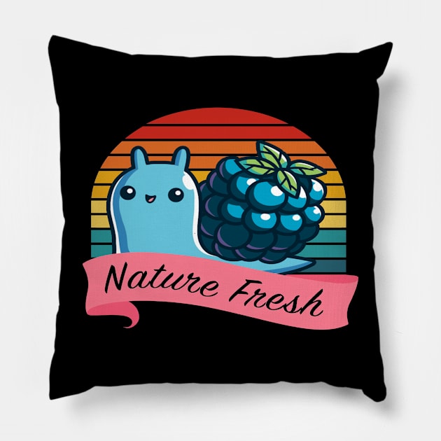 nature fresh  berries snail Pillow by penak sing maido