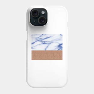 Rose gold with porcelain blue marble Phone Case