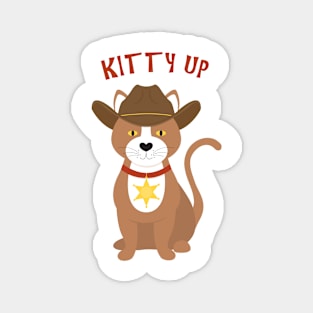 Kitty up cat cowboy Magnet