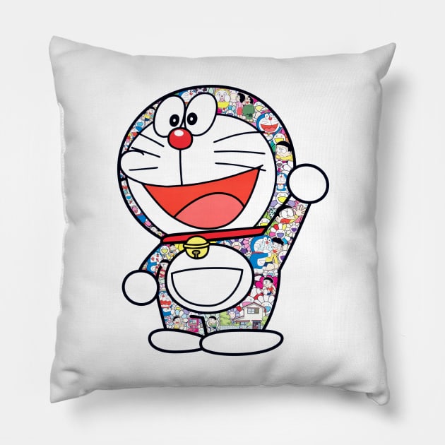 TAKASHI MURAKAMI DORAEMON IN THE FIELD OF FLOWERS Pillow by Scum & Villainy