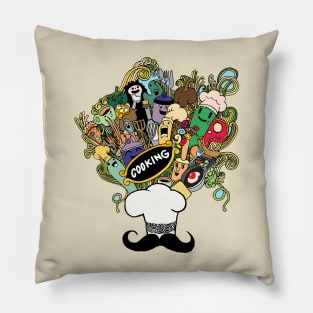 doodle hand drawn cooking Pillow