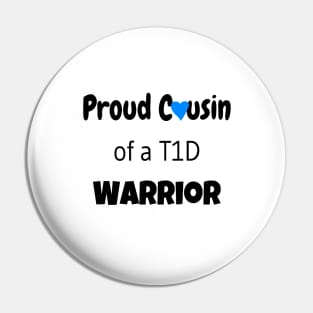 Proud Cousin - Black Text - Blue Heart Pin