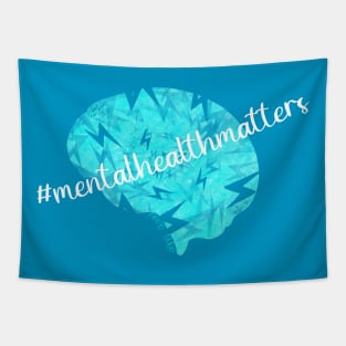 Love Life Teal Mental Health Matters Brain Lightening Bolts Tapestry