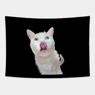 White Kitty Art Tapestry