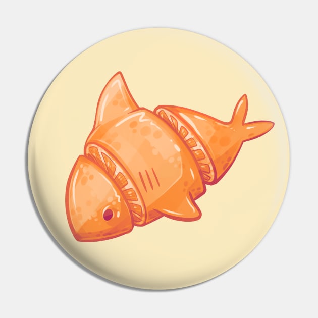 Cute Orange Shark Pin by Claire Lin