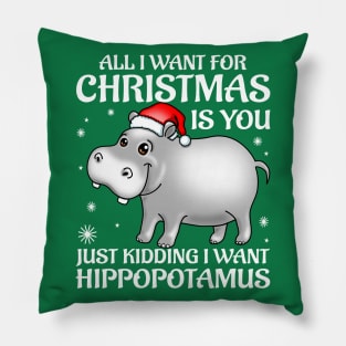 Funny Cute Hippo I Want A Hippopotamus For Christmas Pillow