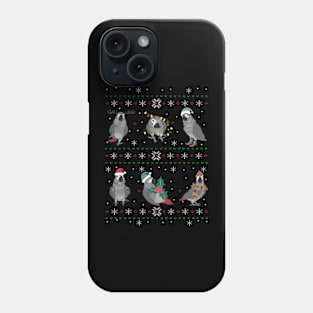 Ugly Christmas Pattern African Grey Parrot Phone Case