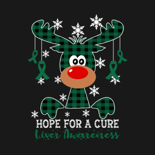 Reindeer Hope For A Cure Liver Awareness Christmas T-Shirt