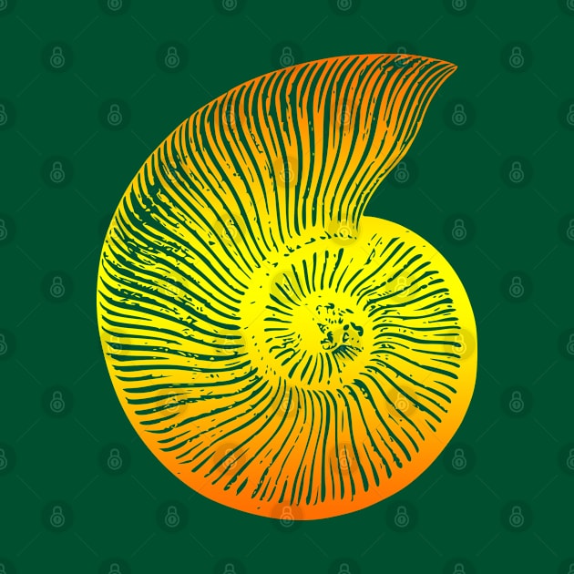 Ammonite Yellow Orange Fossil Design by Terra Fossil Merch