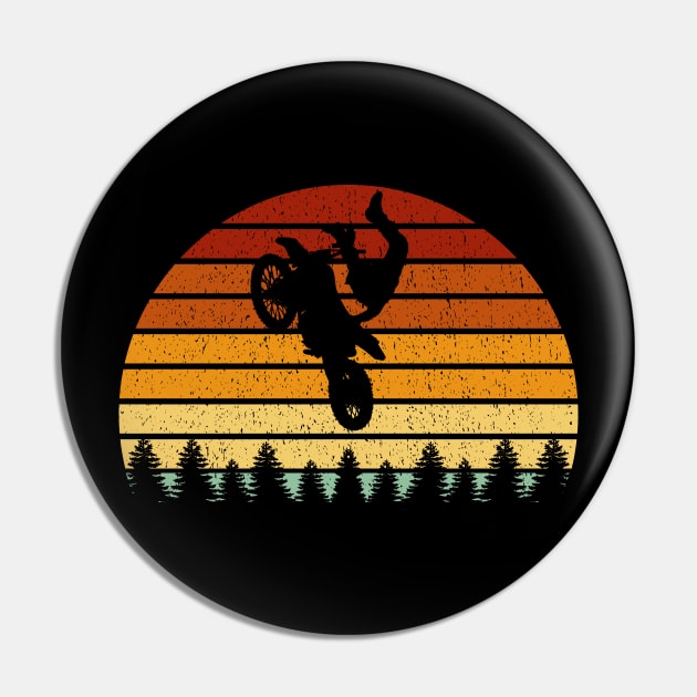 Vintage Sunset Motocross Gift For Bikers and Motocross Racers Pin by OceanRadar