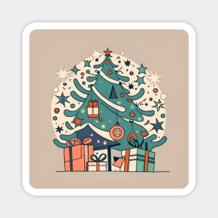 Modern Christmas Tree Minimalistic Drawing Magnet