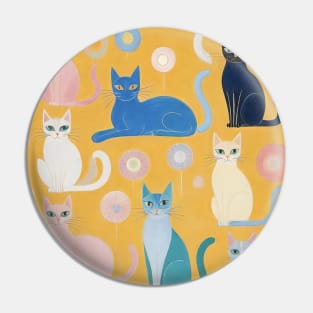 Hilma af Klint's Feline Kaleidoscope: Abstract Cat Symphony Pin