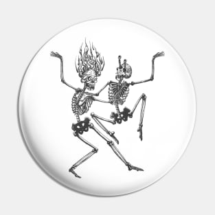 WHITE DANCING SKELETONS Pin