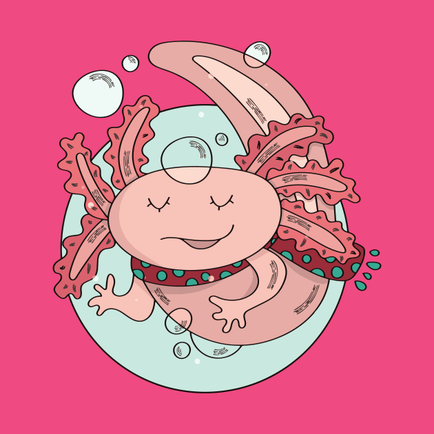 Cute Christmas Axolotl Illustration // Festive Animal Cartoon by SLAG_Creative