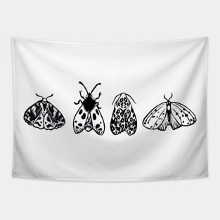 Moth Lino Print Design Tapestry