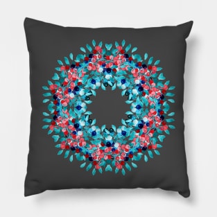 Summer Berry Wreath Kaleidoscope Pattern Pillow