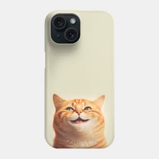 Realistic illustration of cute red haired cat smiling at the camera Phone Case