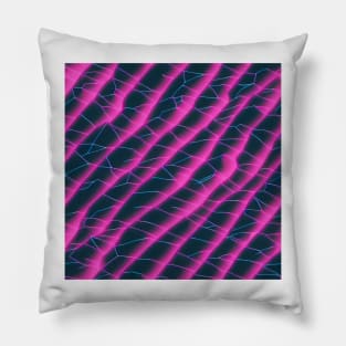 Electrifying Lines - pink and blue lines on black background Pillow