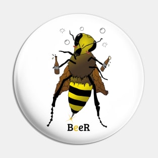 Drunk Bee holding Beer Bottles Pin