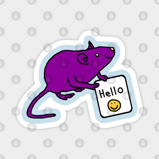 Purple Rat says Hello Magnet by ellenhenryart