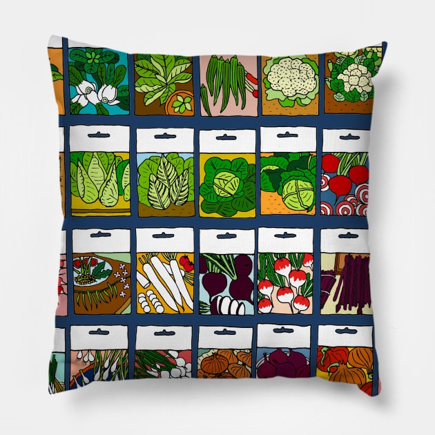 Veggie Seeds Pattern 2 Pillow by lamaisondulapino