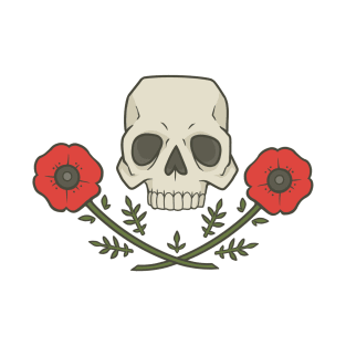 SKULL & CROSSED POPPIES T-Shirt